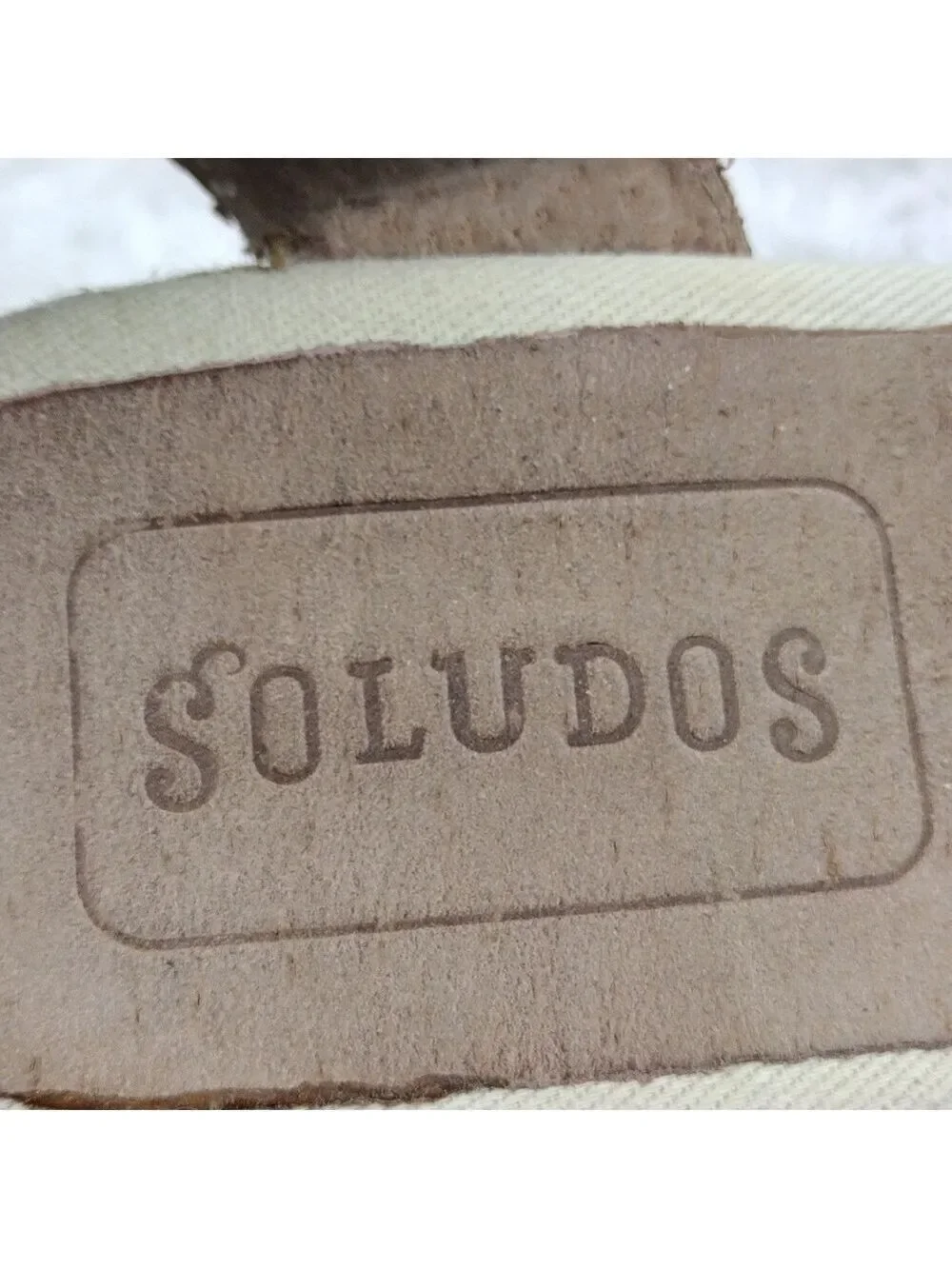 Soludos Tan Blue Embroidered Open Toe Wedged Heel Ankle Strap Espadrille Sandal